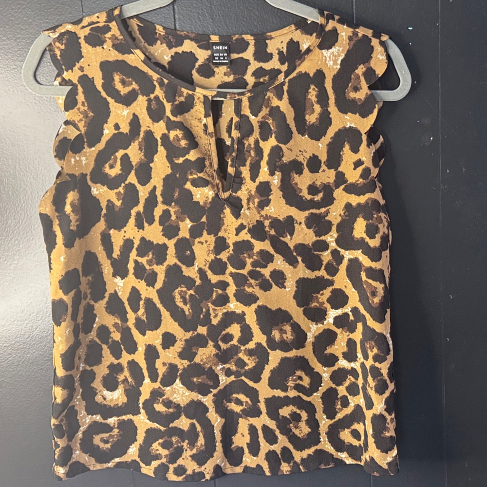 SHEIN Brown and Black Leopard Print Blouse